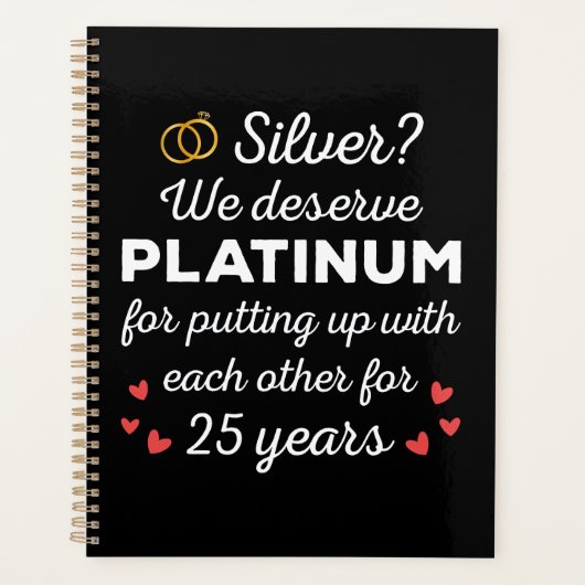 25周年記念結婚I – シルバーおもしろいカップル プランナー手帳 (正面)