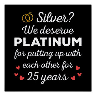 25周年記念結婚I – シルバーおもしろいカップル ポスター