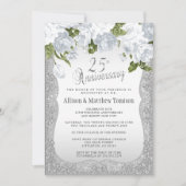 25周年記念銀箔グリッター | DIY テキスト 招待状 (正面)