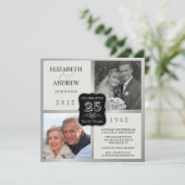 25周年記念 おしゃれ ヴィンテージ 2枚の写真 招待状 (スタンド正面)