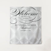 25周年記念 エレガント シルバー スクリプト ウェルカム タペストリー (正面)
