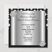 25周年記念 エレガント シルバー ブラック ホワイト スワン 招待状 (裏面)