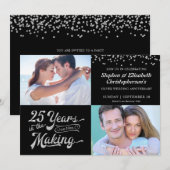 25周年記念 シルバーアニバーサリー 当時と現在 フォト コンフェッティ 招待状 (正面/裏面)