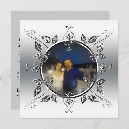 25周年記念 シルバーウェディング 写真を追加 招待状 (正面/裏面)