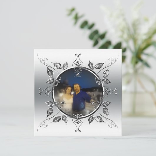 25周年記念 シルバーウェディング 写真を追加 招待状 (スタンド正面)