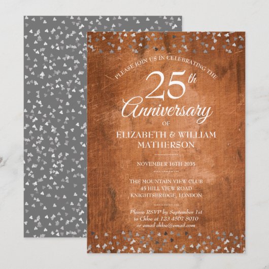 25周年記念 シルバーハートのルースト vintage ウッド 招待状 (正面/裏面)