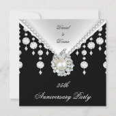 25周年記念 シルバー ブラック ホワイト パール 2 招待状 (正面)