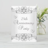25周年記念 シルバー ホワイト ダイヤモンド ハート 2 招待状 (スタンド正面)