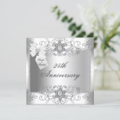 25周年記念 シルバー ホワイト ダイヤモンド 招待状 (スタンド正面)