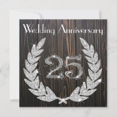 25周年記念 | シルバー＆ラスティックダークウッド 招待状 (正面)