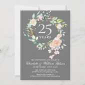 25周年記念 シルバー ローズ ガーランド フラワーリング 招待状 (正面)