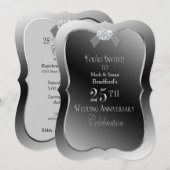 25周年記念 - シルバー 偽ダイヤモンド 招待状 (正面/裏面)