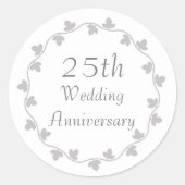 25周年記念 シルバー 結婚式 アイビー 花輪 ラウンドシール (正面)