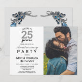 25周年記念 シルバー 25周年 グレー 招待状 (正面/裏面)