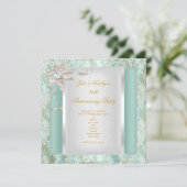 25周年記念 ティール ダマスク シルバー ホワイト 2 招待状 (スタンド正面)