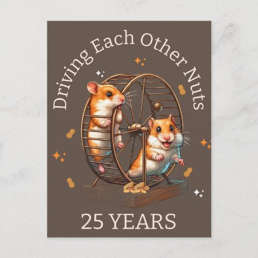 25周年記念 ハムスターたち お互いに頭を悩ませて ポストカード (正面)