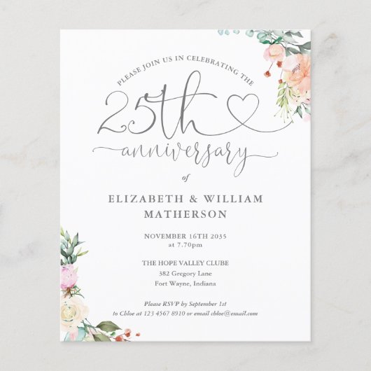 25周年記念 ハート フローラル インビテーション (正面)