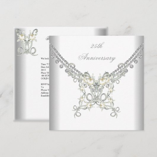 25周年記念 ホワイトシルバーパールジュエリー 招待状 (正面/裏面)