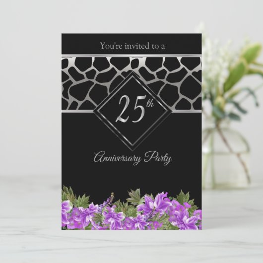 25周年記念 ラベンダーの花をあしらったシルバーエディション 招待状 (スタンド正面)