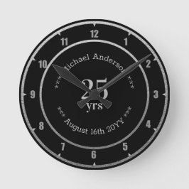 25周年記念・退職祝い専用丸型デザイン ラウンド壁時計