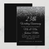 25周年記念 銀のグリッター招待状 招待状 (正面/裏面)