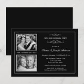 25周年記念 銀の輝き 2枚の写真付き 招待状 (正面/裏面)