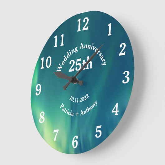 25周年記念 銀婚式 オーロラ ラージ壁時計 (傾斜)