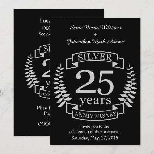 25周年記念 銀婚式 招待状 (正面/裏面)