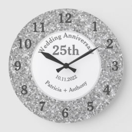 25周年記念 銀婚 きらきら豪華 ラージ壁時計