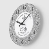 25周年記念 銀箔 宗教的グリッター ラージ壁時計 (傾斜)