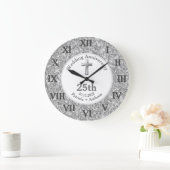 25周年記念 銀箔 宗教的 グリッター デザイン ラージ壁時計 (ホーム)