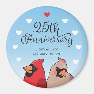 25周年記結婚念、（鳥）ショウジョウコウカンチョウ、ハート マグネット