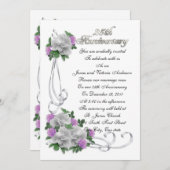 25周年誓いの更新 エレガントな白いバラ 招待状 (正面/裏面)