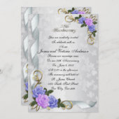 25周年誓約更新 ラベンダーと青いバラ 招待状 (正面/裏面)