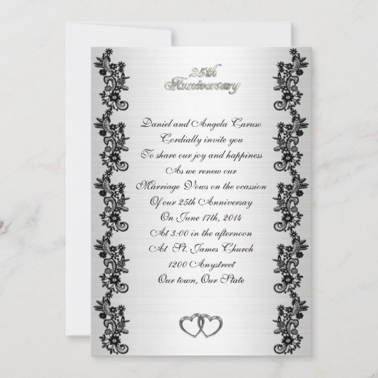 25周年誓約更新 黒枠 招待状 (正面)