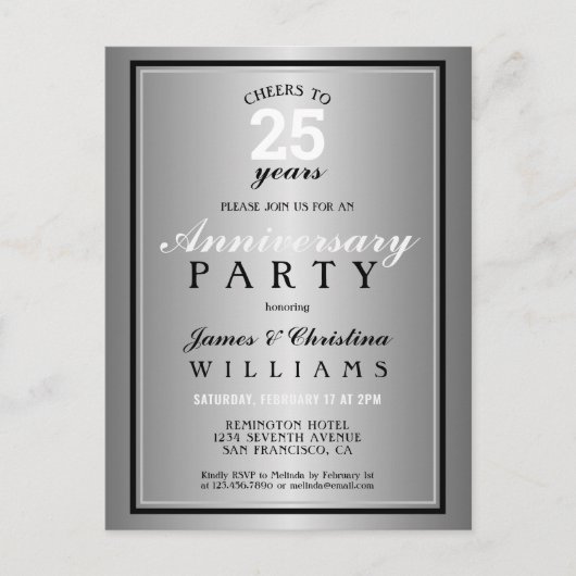 25周年銀婚式のお祝いを ポストカード (正面)