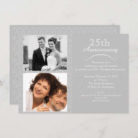 25周年銀婚式招待状 招待状 (正面/裏面)