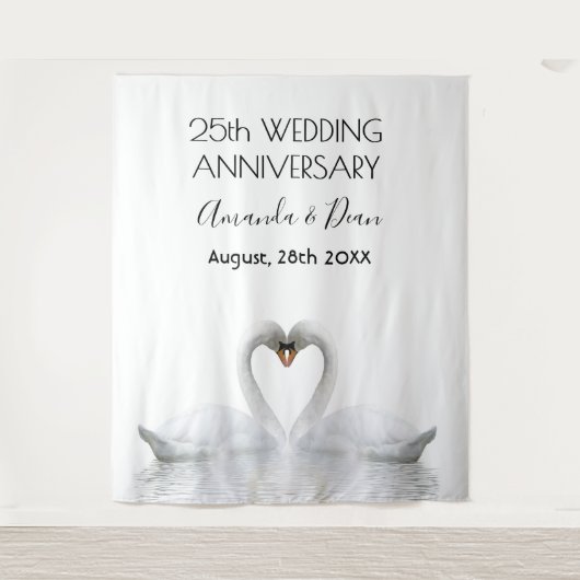 25周年銀婚記念 白いスワン 愛 タペストリー (正面)