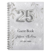 25周年銀結婚の葉のゲストブック ノートブック (正面)