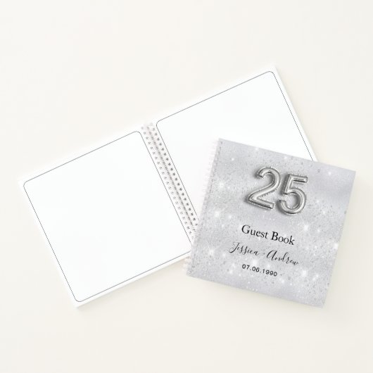 25周年銀結婚グリッターゲストブック ノートブック (内部)