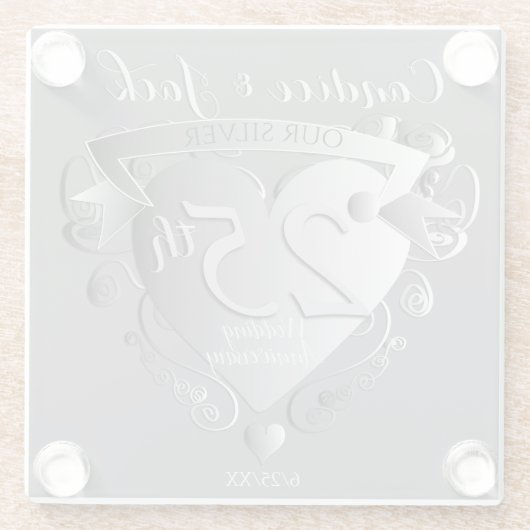25周年銀結婚ハートの紋章 ガラスコースター (裏面)