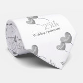 25周年銀結婚ハート気球 ネクタイ (ロール)