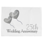25周年銀結婚ハート気球 ラージペーパーバッグ (裏面)