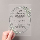 25周年銀結婚色の緑澄ん色 アクリル招待状 (インサイチュ (ポータブル))