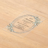 25周年銀結婚色の緑澄ん色 アクリル招待状 (レイダウン)