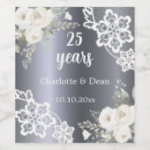 25周年銀結婚花模様 ワインラベル (シングルラベル)