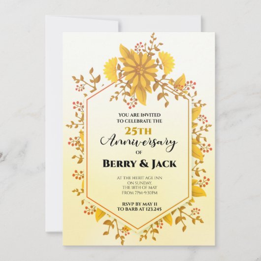 25周年黄金収穫黄色ひまわり 招待状 (正面)