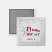 25周年 シルバーとバーガンディの記念日 マグネット (正面/裏面)