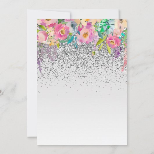 25周年 シルバー ピンク 花の結婚記念日 招待状 (裏面)