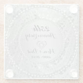 25周年。ダイヤモンドとシルバーの色調 ガラスコースター (裏面)